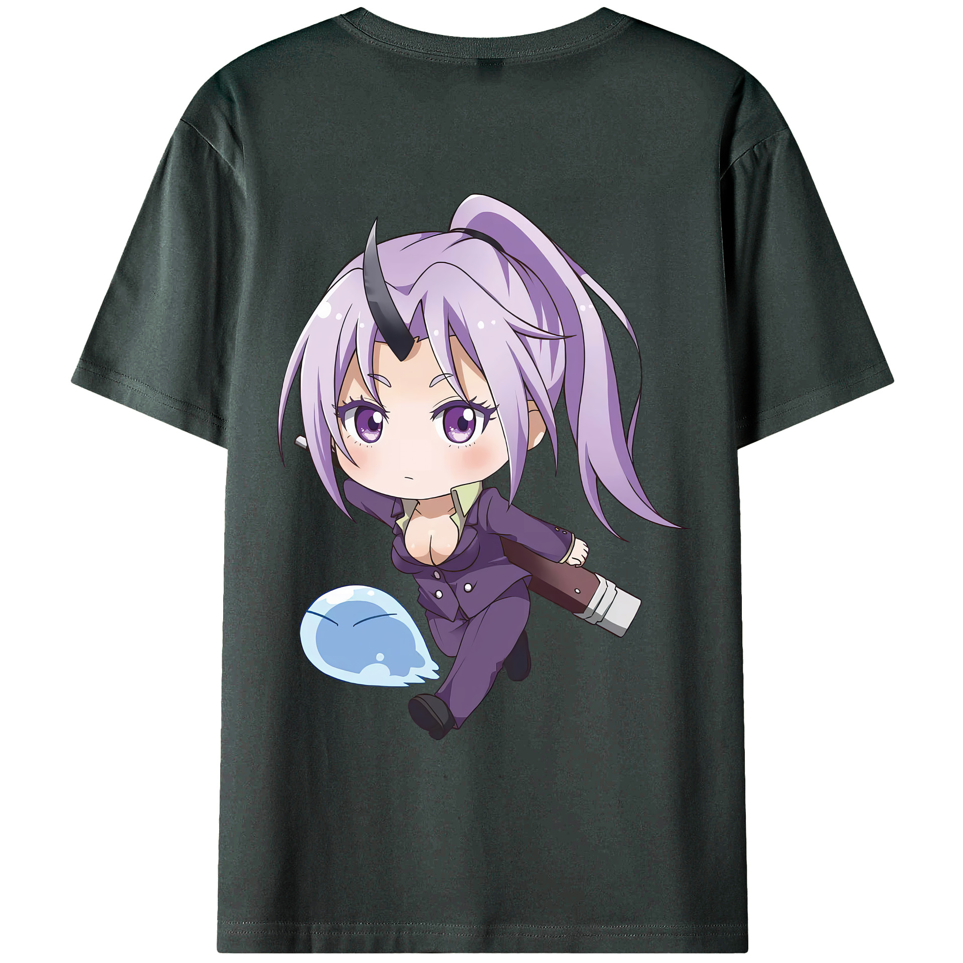 （画像用） 転スラ Regarding Reincarnated to Slime 綿100％ メンズ半袖Tシャツ（バックプリント） 通気性